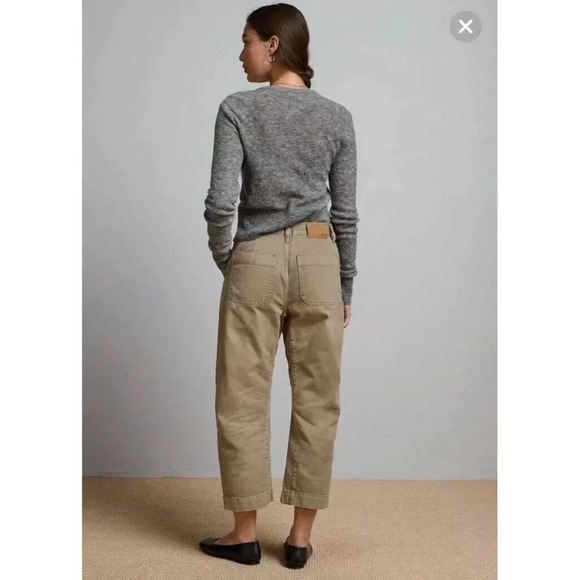 American Eagle Barrel Jeans Womens 12 Taupe Wide Leg Cropped Organic Cotton - Picture 2 of 16